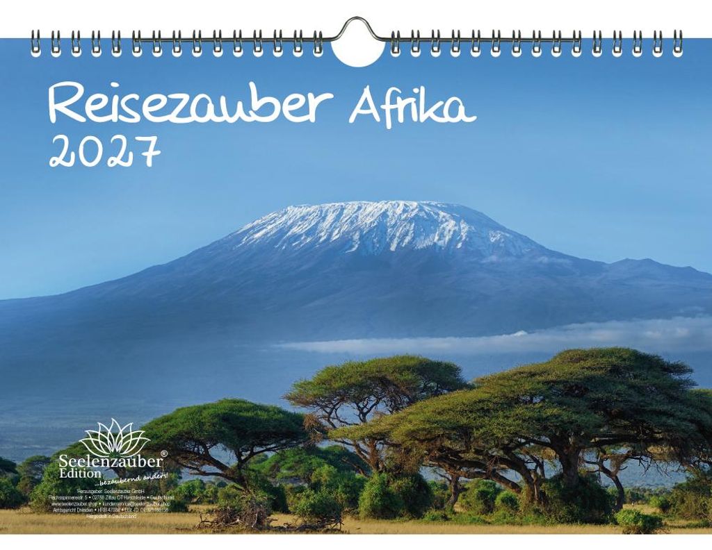 Reisezauber Afrika DIN A4 Kalender für 2027 Landschaft Reise Tiere Urlaub - Seelenzauber