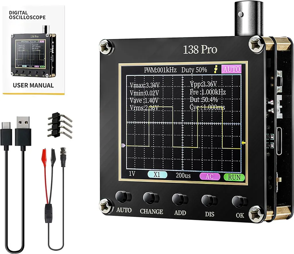 Oscilloscope portable 138Pro 200 kHz à échantillonnage 2,5 MSPS
