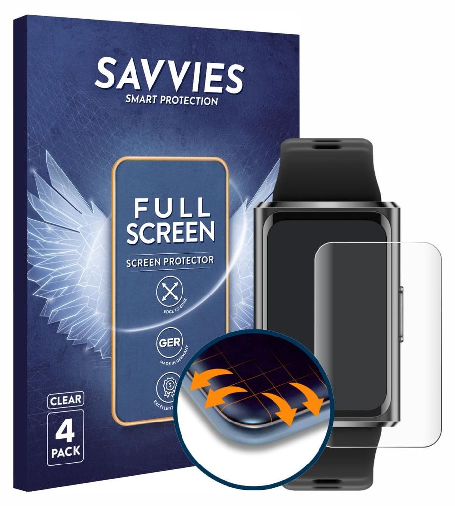 4x Savvies Fullscreen Schutzfolie für Huawei Band 11 Pro Produktbild 