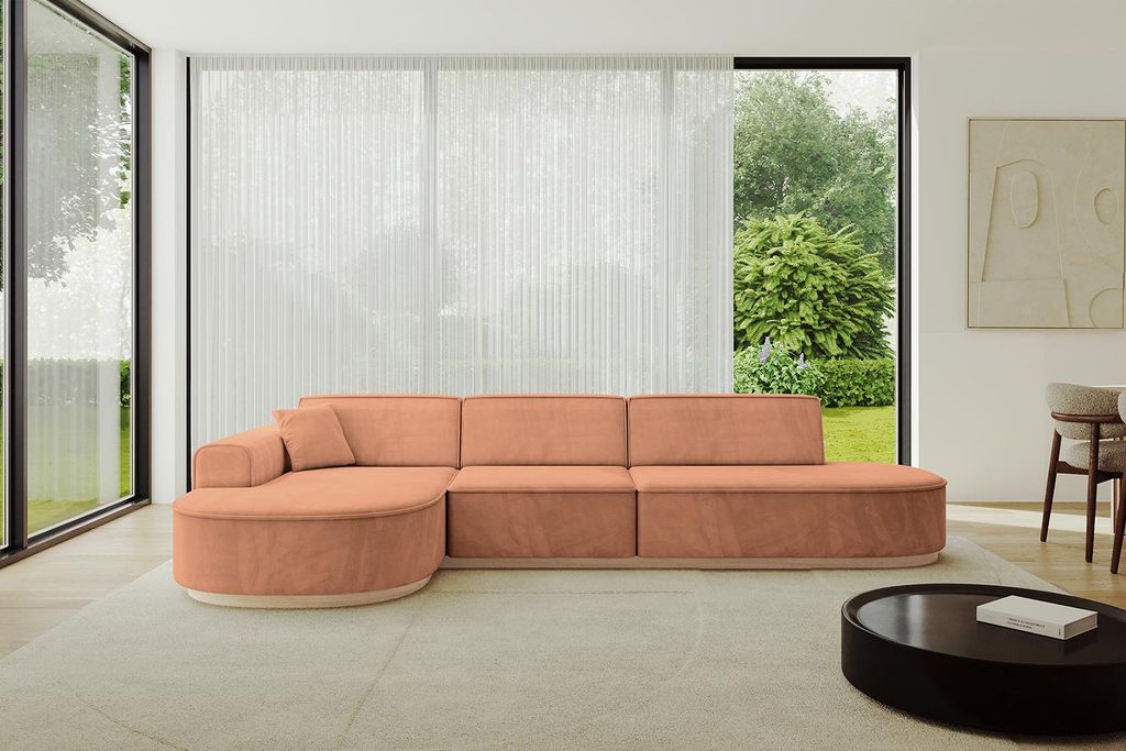 ALTDECOR Ecksofa in L-Form MARI-L2-v1 - 328x171x83 cm Apricot - Corner Sofa Bett Eckcouch Couch Wohnlandschaft Cauchsofa