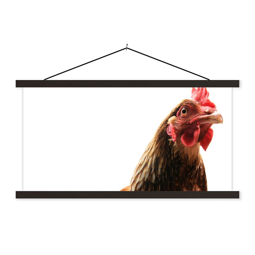 MuchoWow Textilposter Hahn - Bauernhoftiere - Federn 90x45 cm mit schwarzem Rahmen - Klemmleisten