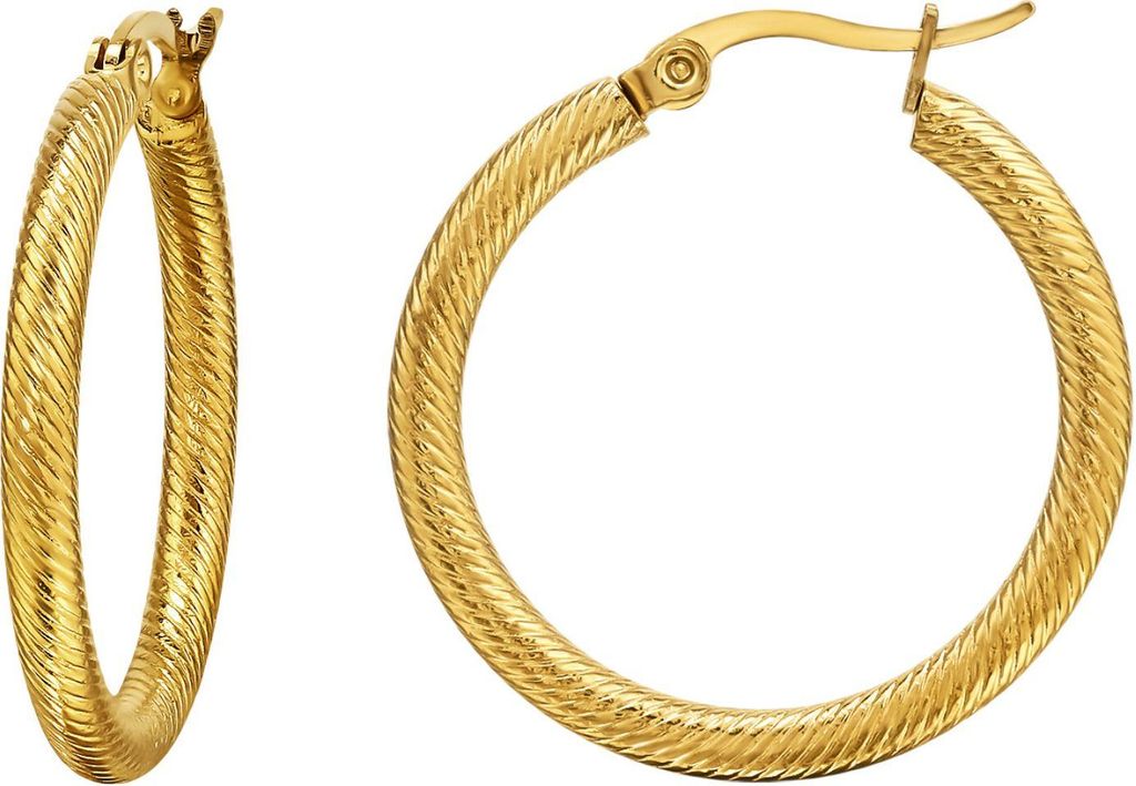 30 mm Edelstahl Creolen in Gold mit Schlangenlederstruktur und französischem Verschluss Gold Unisize Maxte