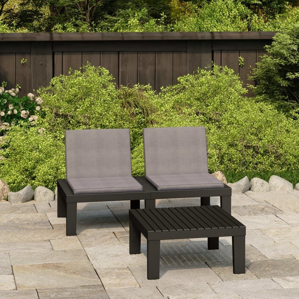 Maison Exclusive - 2-tlg. Garten-Lounge-Set mit Auflagen Kunststoff Grau