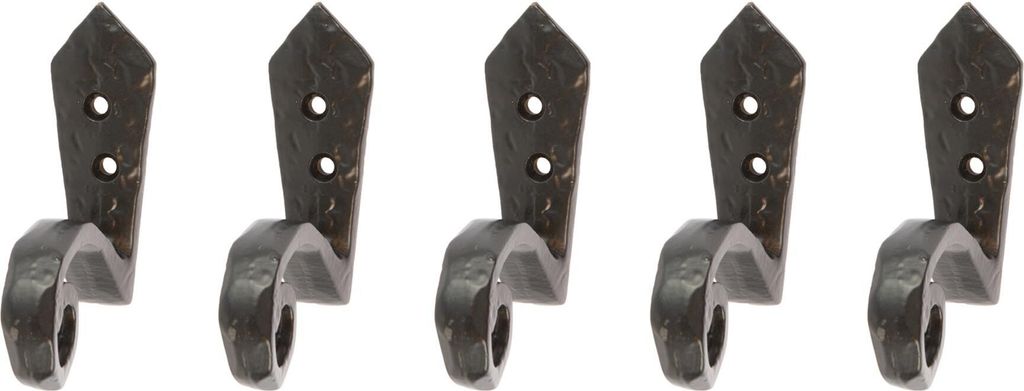 5x gehämmerter Rollenhaken Gusseisen Antike Vintage-Stil 30mm x 95mm Schwarz