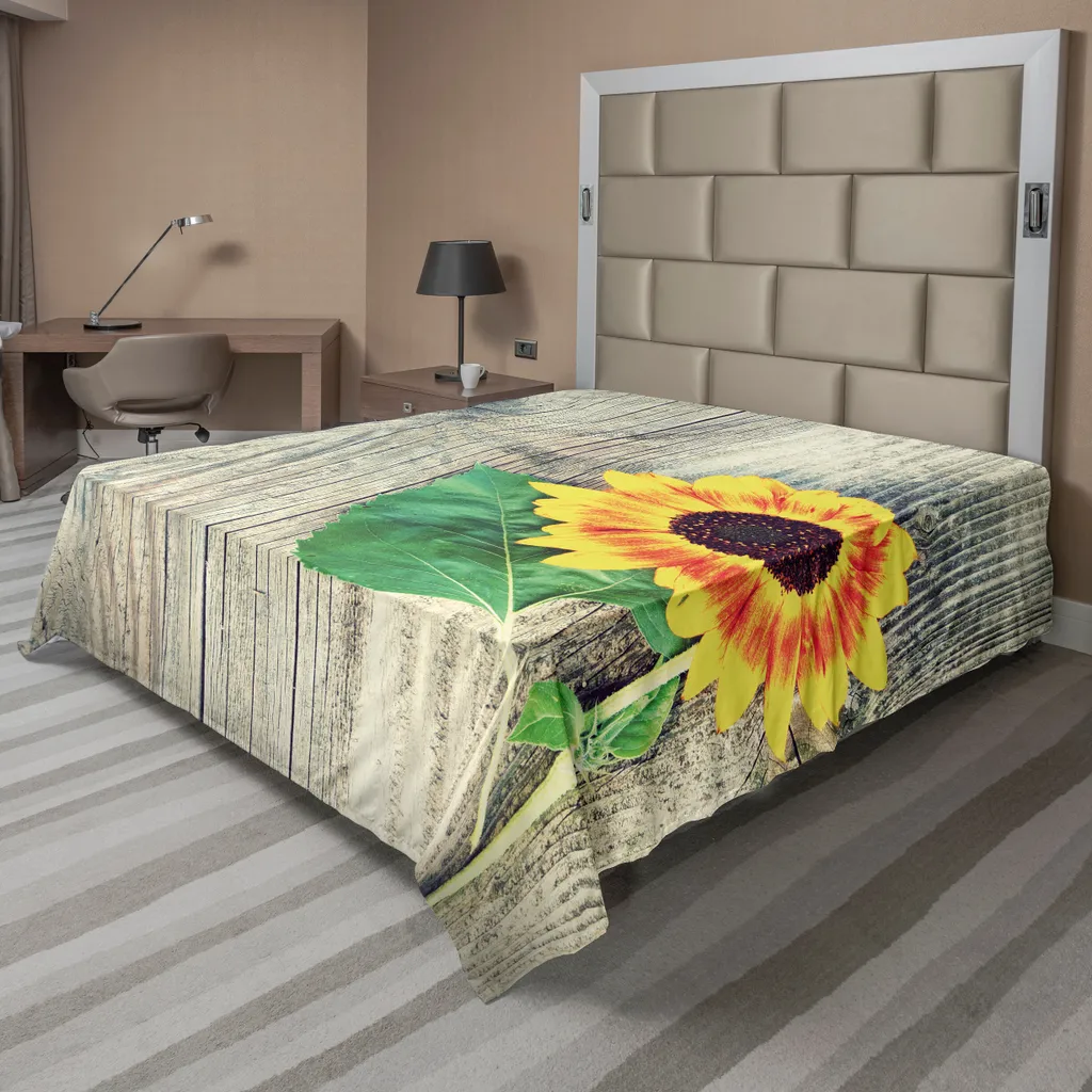 Drap de lit pour décoration de chambre Floral 260x228cm thème Nature Bois
