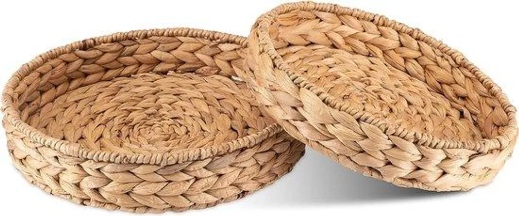 Plateau de service tressé en fibres naturelles - Set petit-déjeuner
