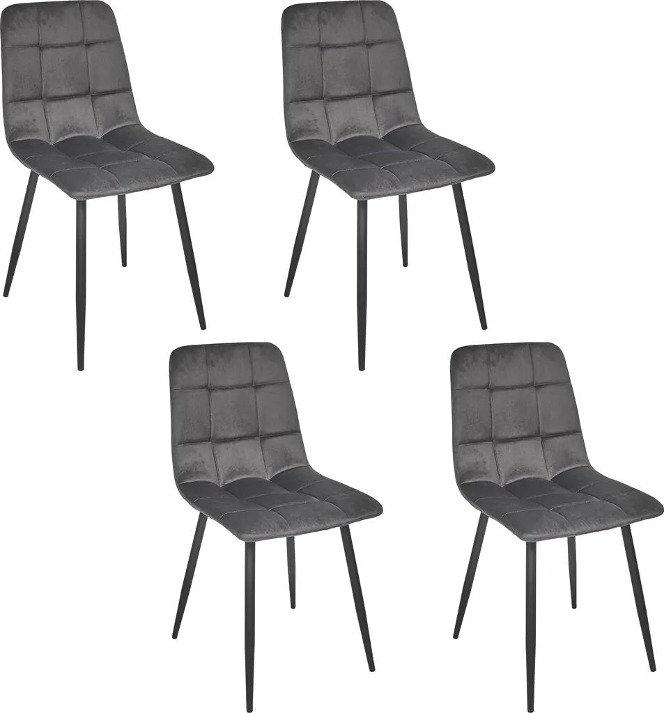 Lot de 4 Chaises Mateo Grises pour Table de Cuisine et Salon Chic