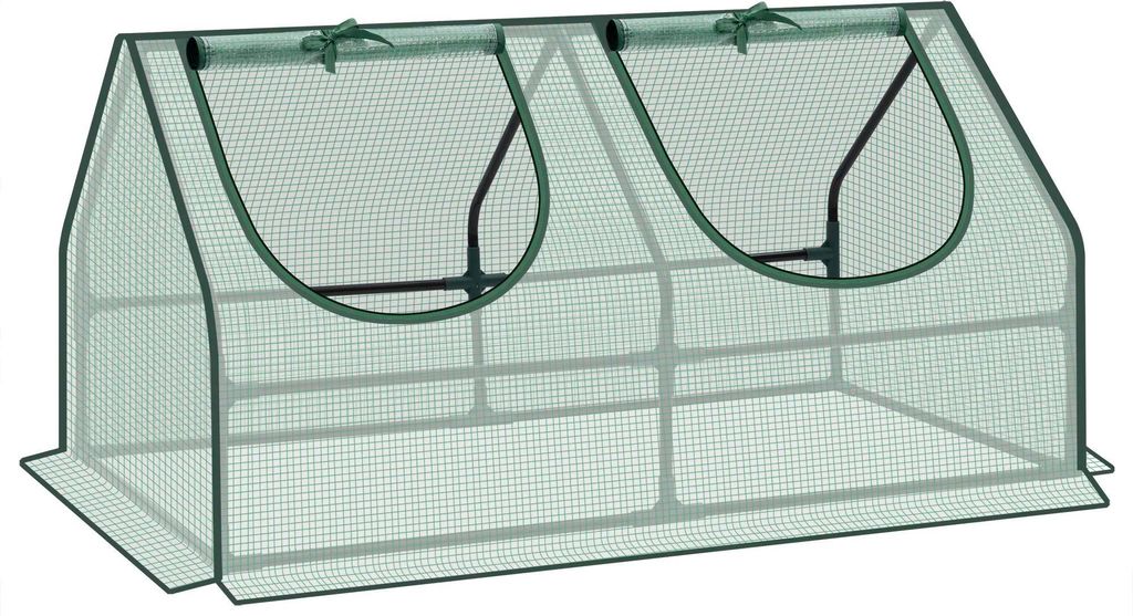Gewächshaus Garten - Tragbares Anzucht-Gewächshaus - Frühbeet - Rollfenster - 140 g/m² PE-Gitterfolie - Stahlrohre 16×0,3 mm - 120×60×60 cm ...