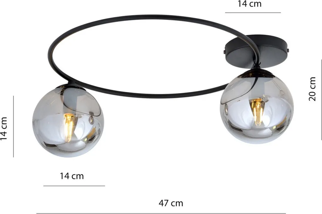 Plafonnier pour éclairage chaleureux SOPRA graphite 2 points de feu