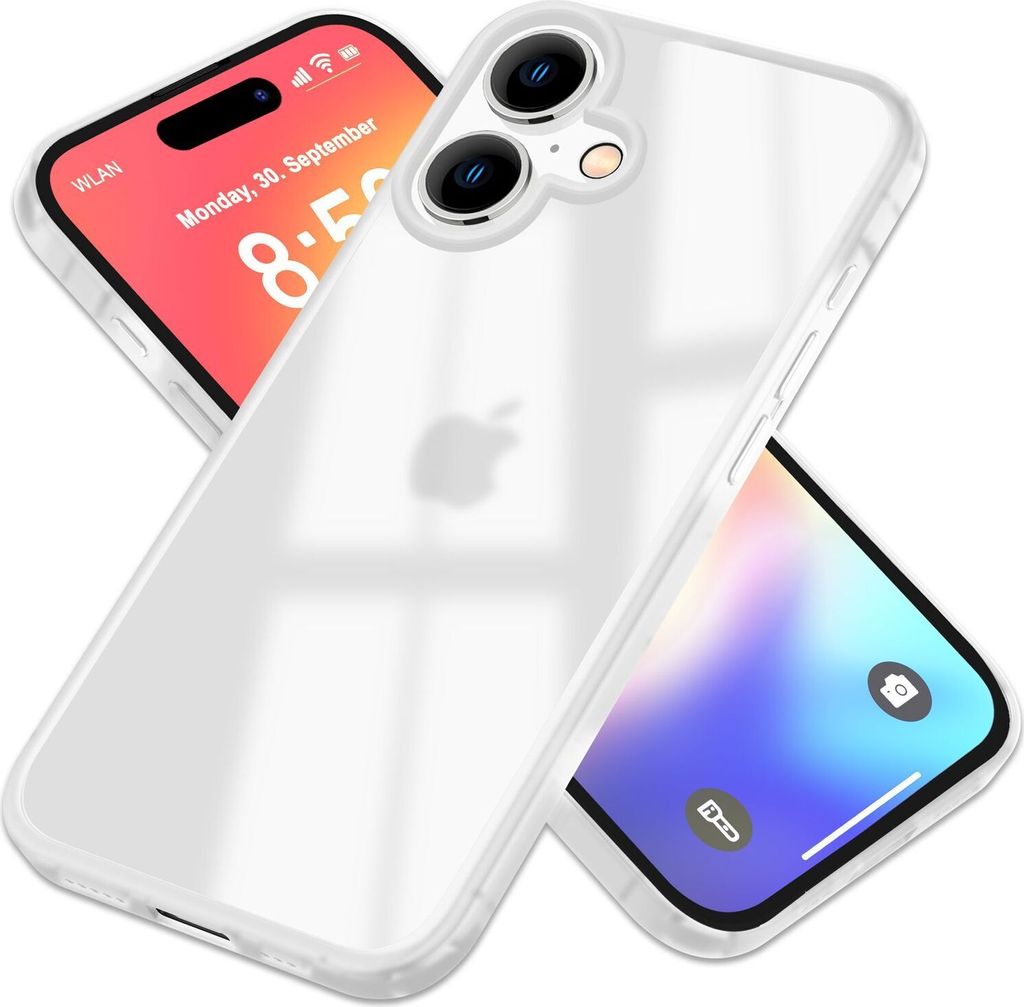 NALIA Matte Handyhülle für iPhone 16 – Stoßfester TPU-Rand & Semi-Transparent – FUZION (Anti-Fingerprint Case) – Marke aus Berlin – Weiß