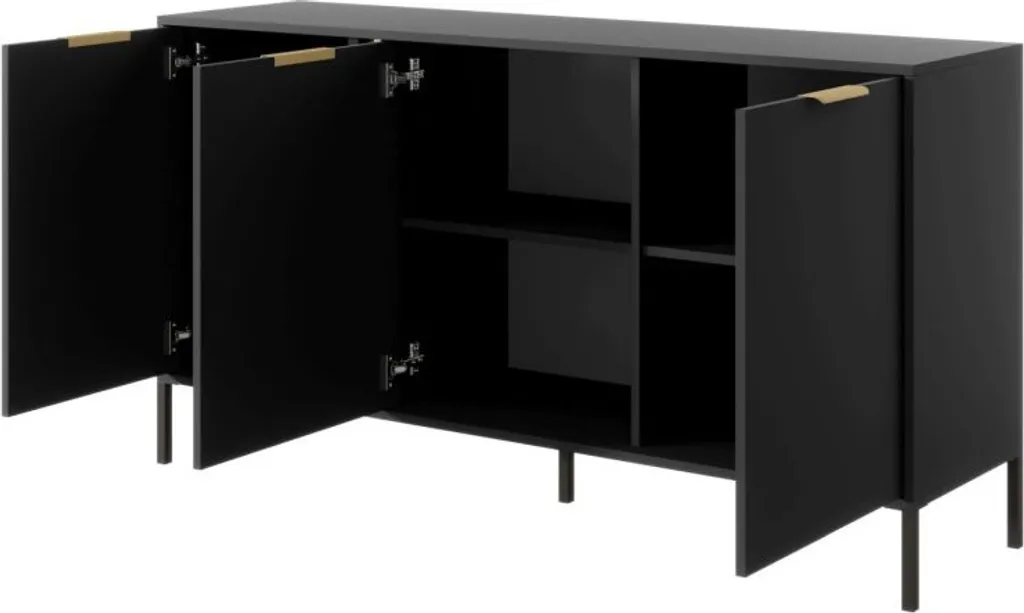 Petit buffet bas HARTSELE anthracite - Commode design à deux portes - 4