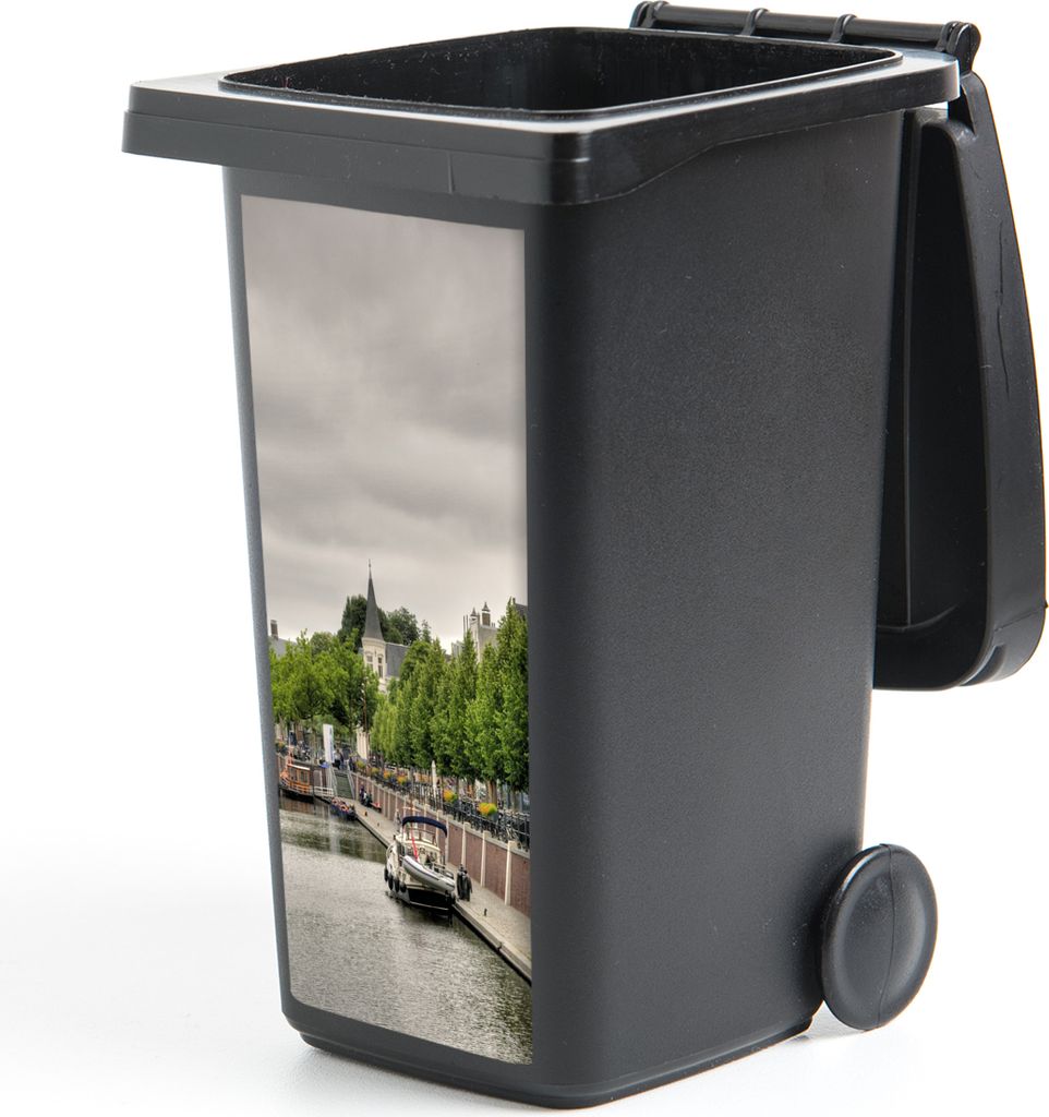 MuchoWow Mülltonnenaufkleber Breda - Graben - Bäume 44x98 cm - Containeraufkleber - Aufkleber - Mülltonnen-Aufkleber