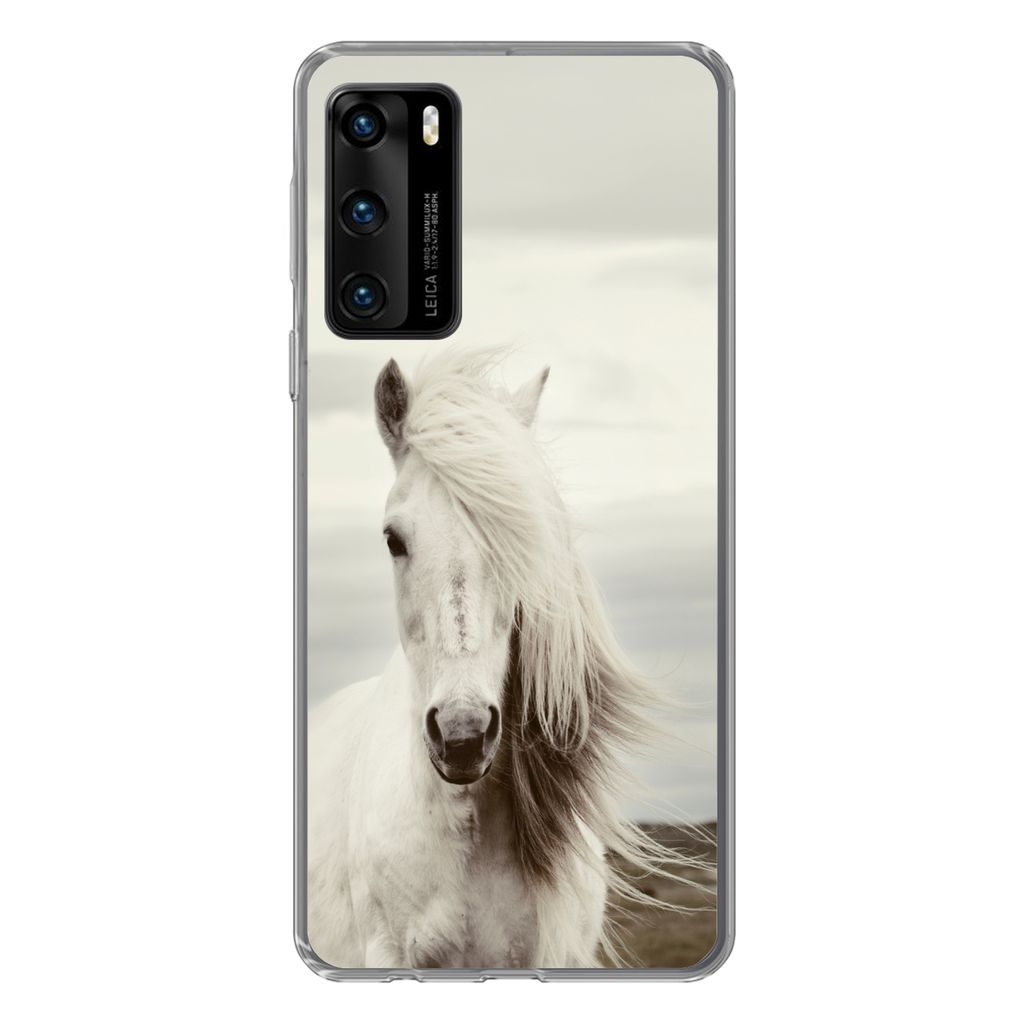 MuchoWow Handyhülle Schutzhülle Hülle für Huawei P40 Pferd - Strand - Mähne Silikon Softcase Handy Hülle - Handytasche
