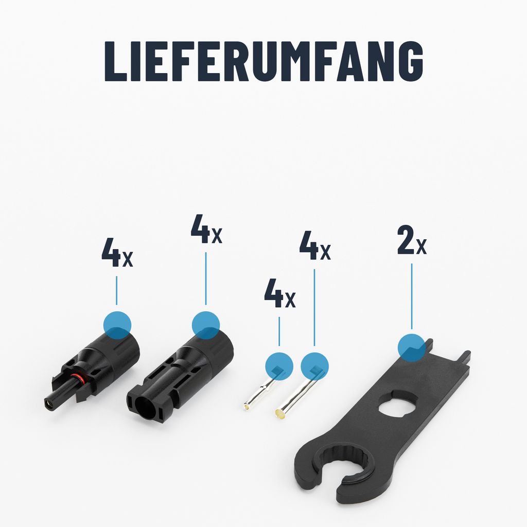 ABSINA 4x MC4 Stecker & Buchse + 2x MC4 Montageschlüssel - Produktbild 6