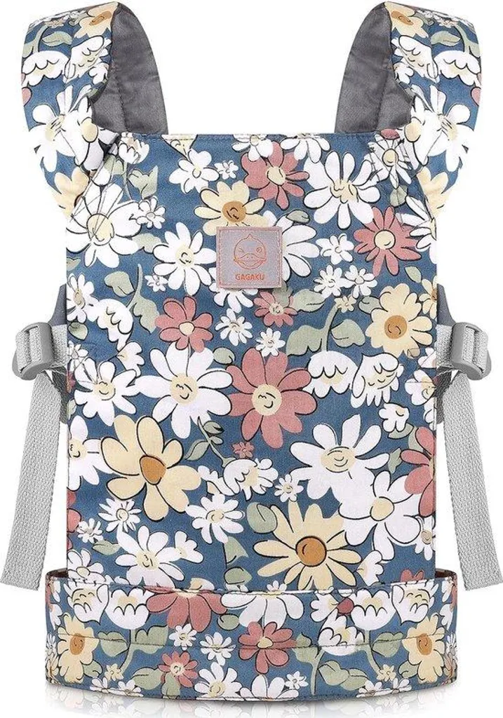 Sac de transport gris fleurs pour poupée 43cm : transport facile