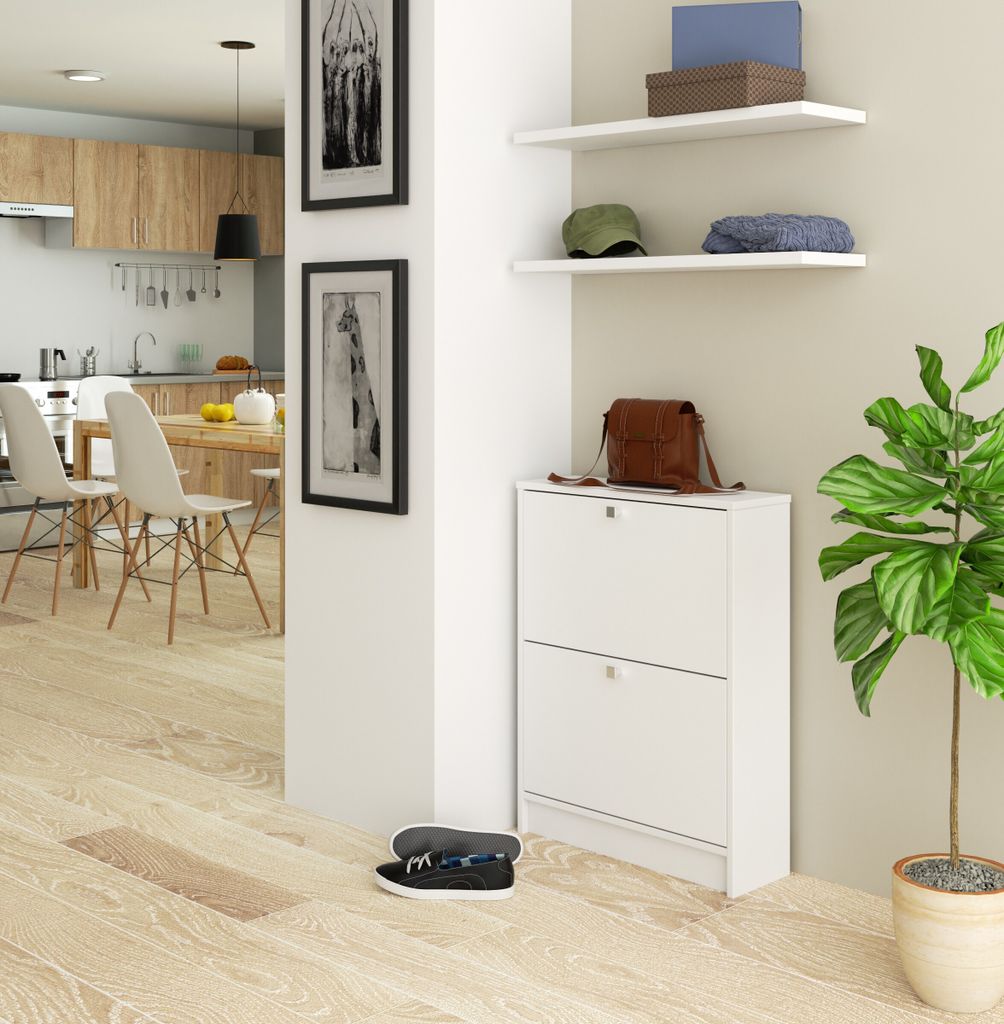 Design Schuhschrank AS-222 mit 2 Fächern 60x79x20 für 6 Paar Schuhe Schuhregal Schuhaufbewahrung Schuhkommode
