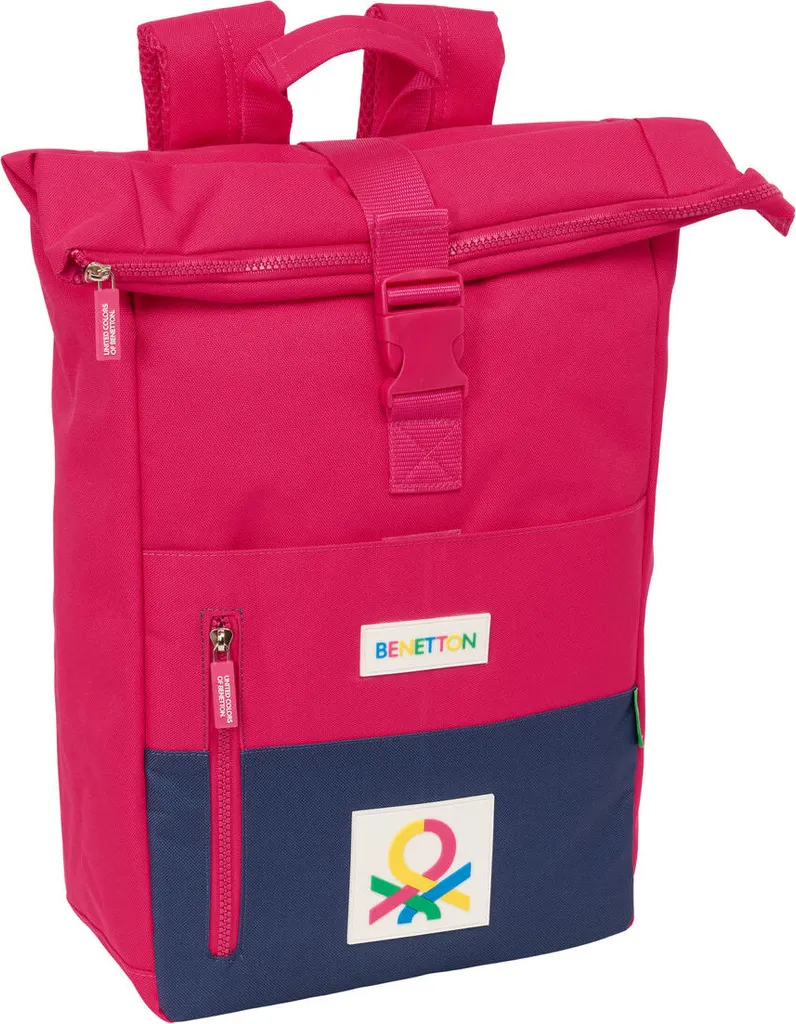 Sac à dos Benetton Cherry Cerise bleu marine avec bretelles rembourrées