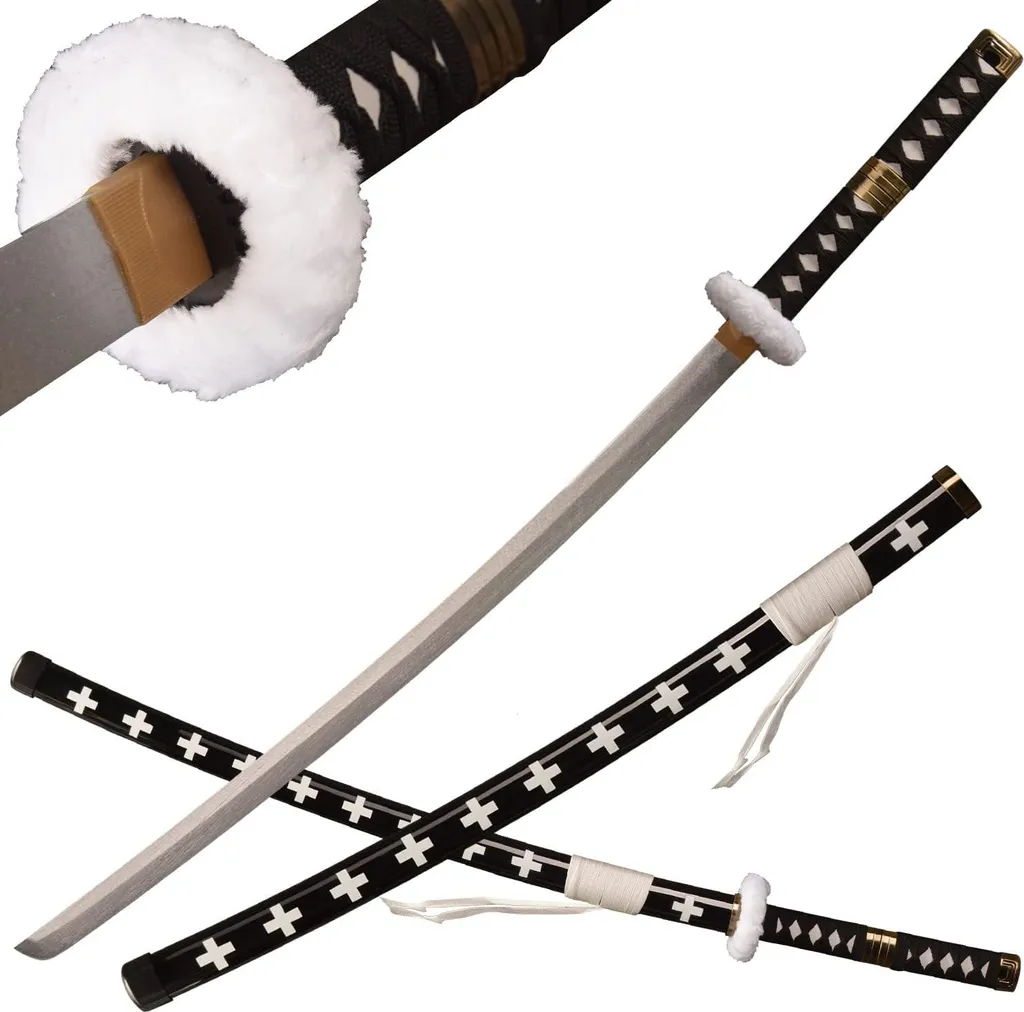 Katana 107 cm en bambou robuste Sabre de Cosplay avec Fourreau Noir