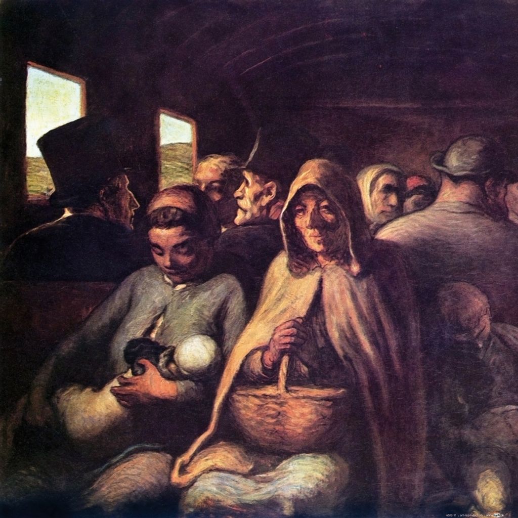 Honoré Daumier Kunstdruck Bild - Ein Wagen Dritter Klasse, 1864 (40 x 40 cm)
