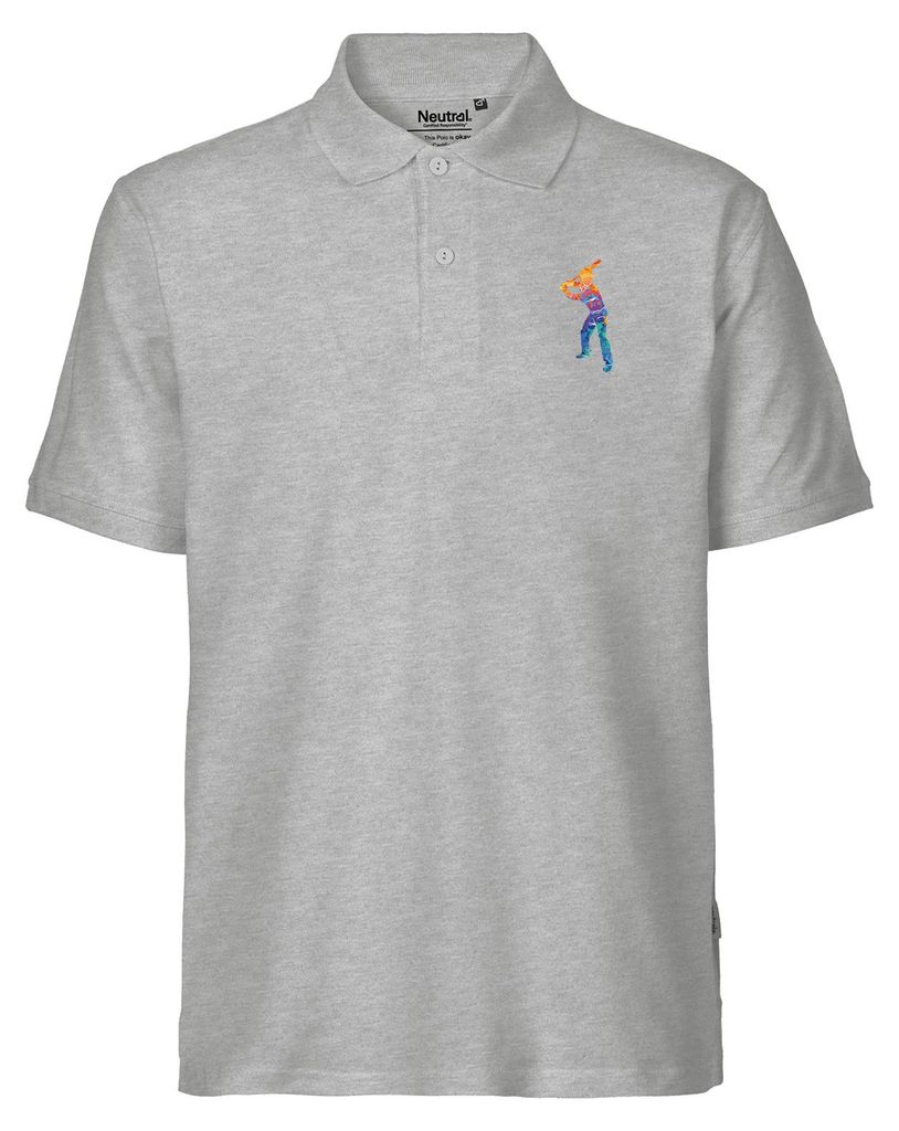 Huuraa Herren Polo Shirt Baseball Batter Spieler bunte Silhouette 3XL Sport Grey Bio Baumwolle Fairtrade Poloshirt Geschenkidee