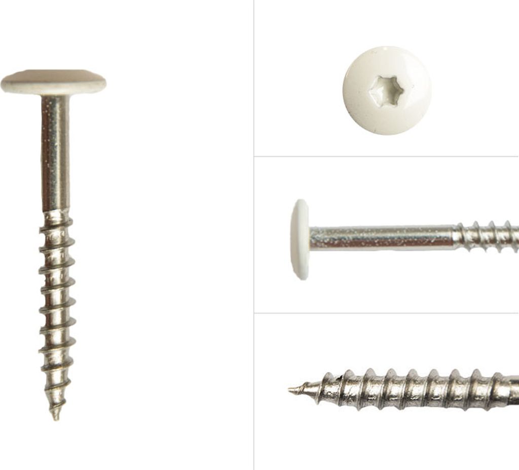 Schrauben für Trespa HPL Platten Edelstahl A2 weiß 4,8 x 38 mm - 100 Stück