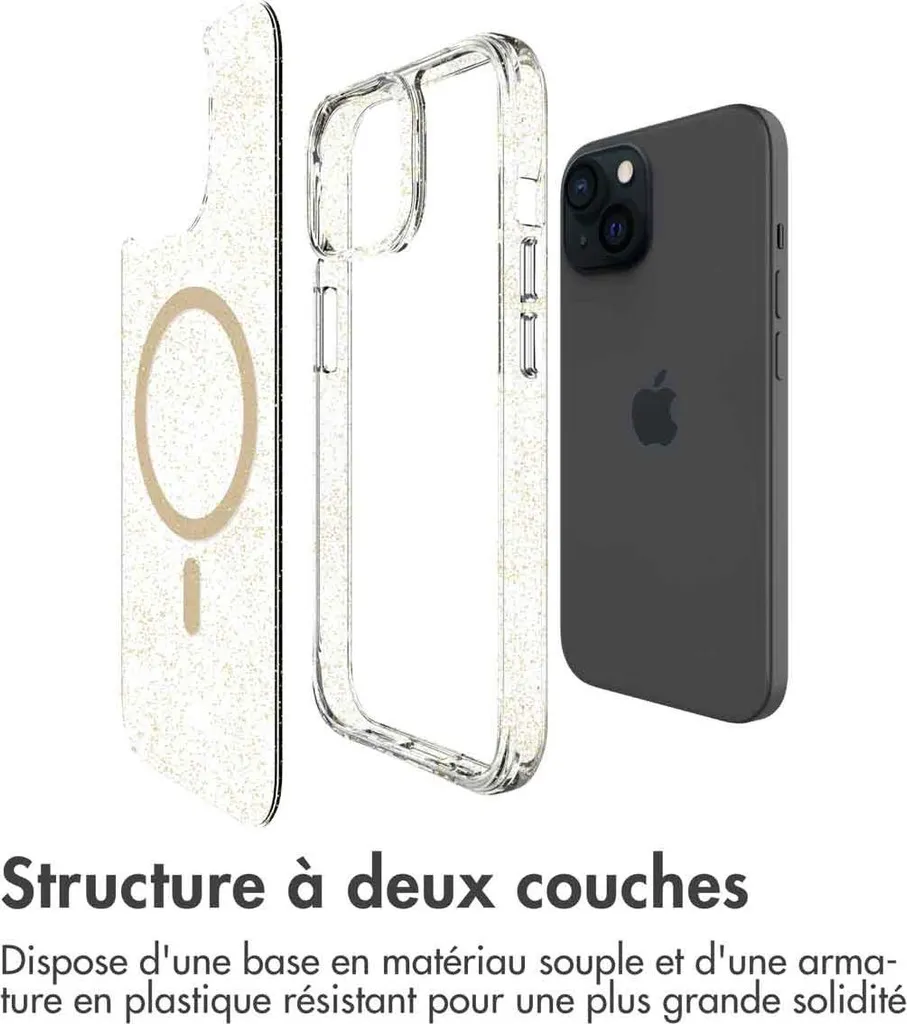 Custodia iPhone 15 MagSafe imoshion Glitter Oro - Trasparente e Robusta - 11