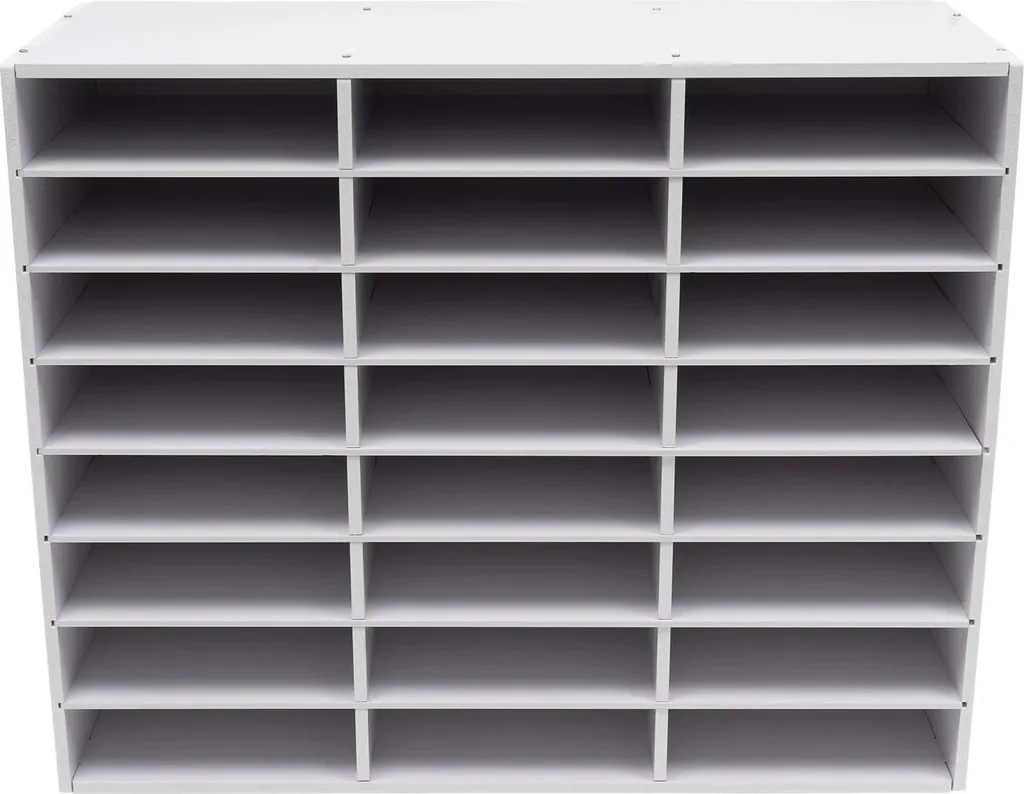 Meuble de tri 24 casiers blanc en PVC, supporte 60kg, design modulable