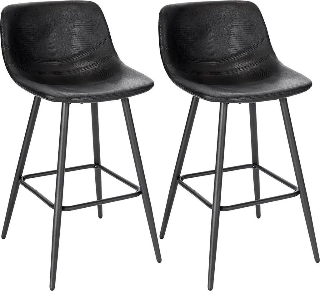 Tabourets pour îlot central de cuisine lot de 2 - Noir et simili 63 cm