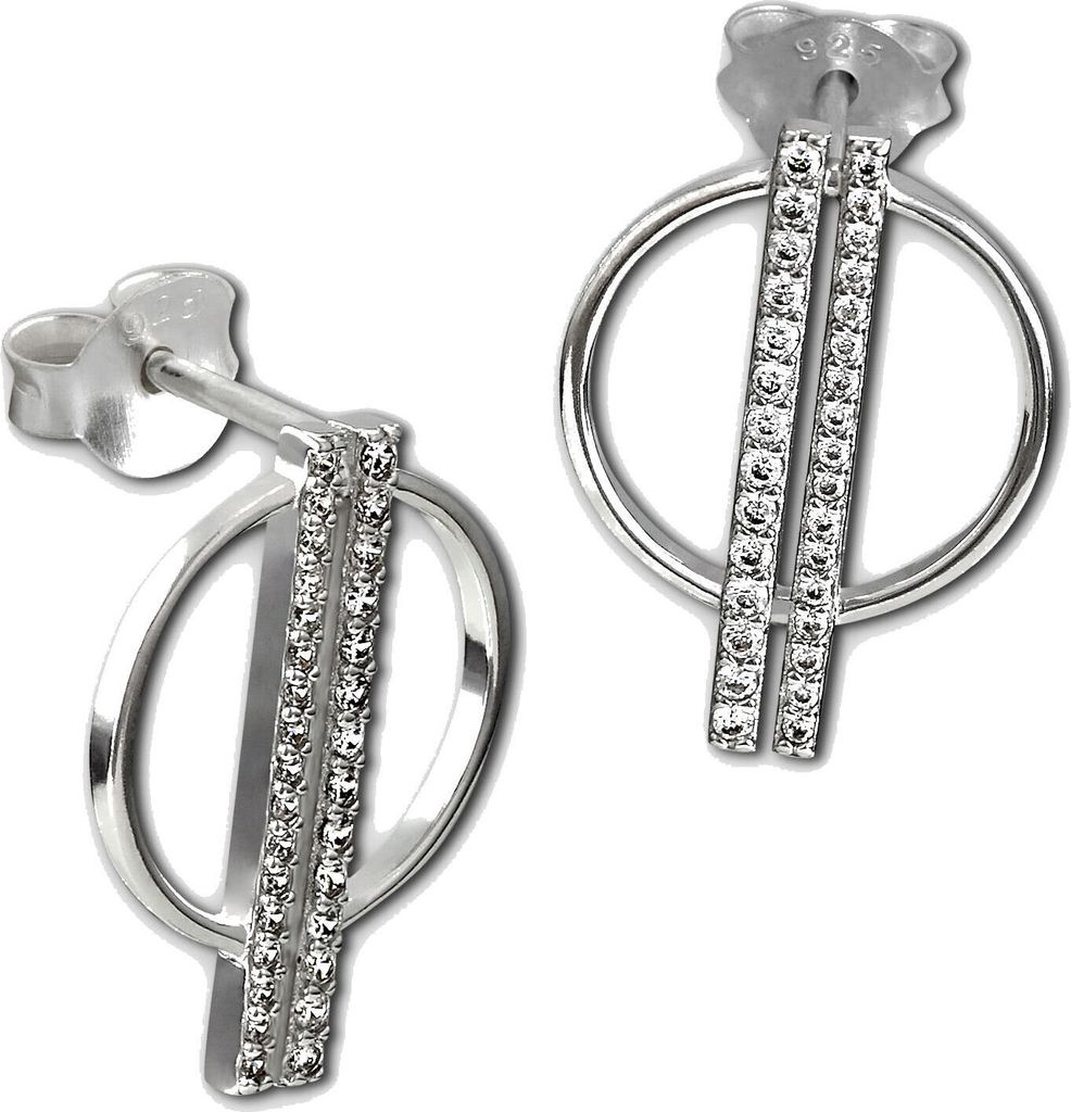 SilberDream weiß Ohrringe Kreis Zirkonia Damen 925 Silber Ohrstecker GSO511W
