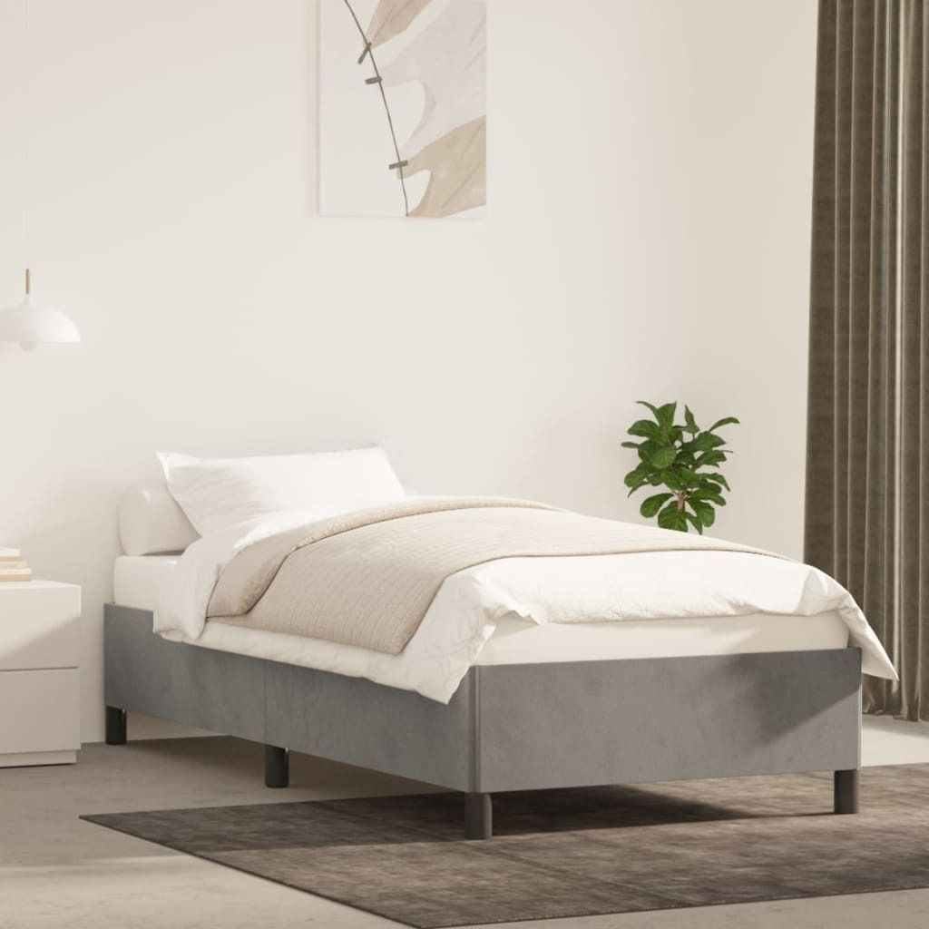 The Living Store Bettgestell Hellgrau 90x200 cm Samt