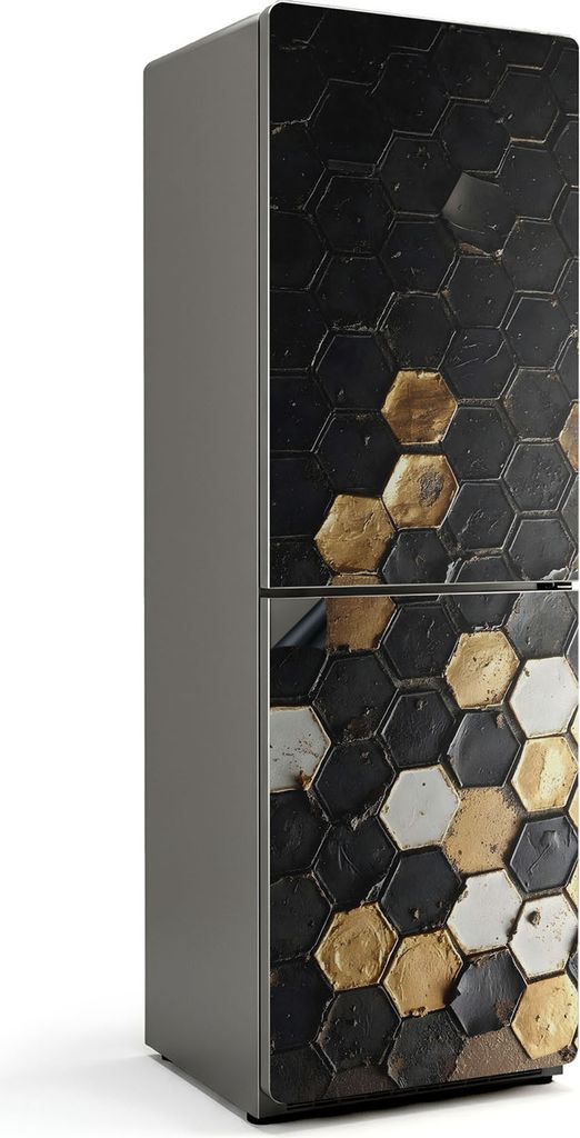 Geometrisches Sechseckmuster – Magnetische Kühlschrank Abdeckung – Dekorfolie magnetisch Küche – Kühlschrank Magnet Deko – selbstklebend...