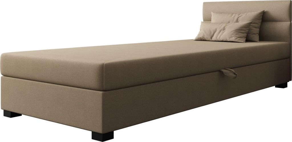 AURA SOFA Boxspringbett MARCO 110x195 Komplett-Set mit Bonell Matratze, Polsterbett mit Bettkästen - Bronze, SAWANA 24
