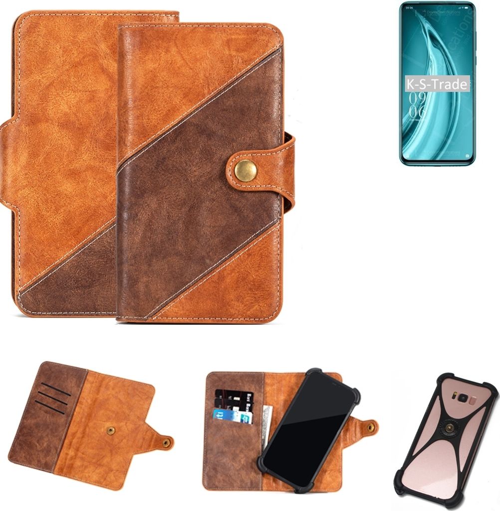 K-S-Trade Handyhülle Schutzhülle Bookstyle Case Wallet-Case kompatibel mit Elephone PX Pro Cover Klapphülle Kantenschutz Smartphone dunkelbraun