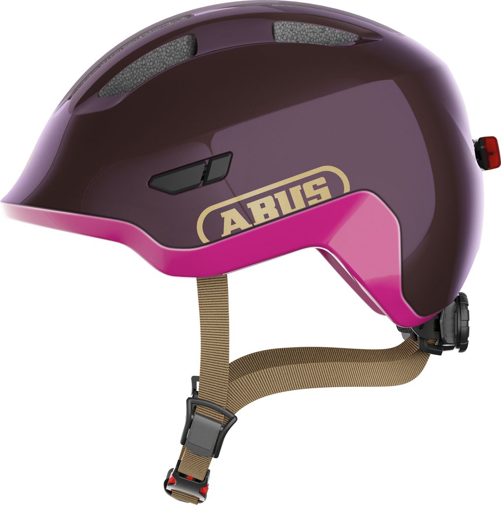 ABUS Kinderhelm Smiley 3.0 ACE LED - Fahrradhelm mit Licht - tiefe Passform & Platz für einen Zopf - für Mädchen und Jungs - Violett Glänzend, ...