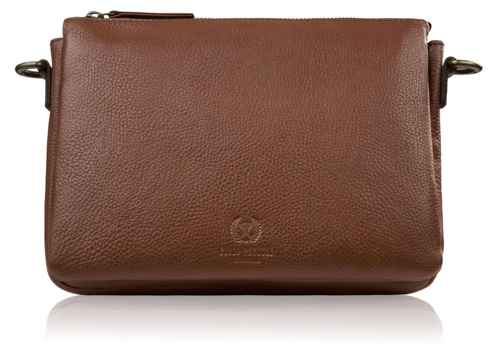 Damen Umhängetasche cognac Leder kompakte Posttasche Paolo Peruzzi IM-04-CG