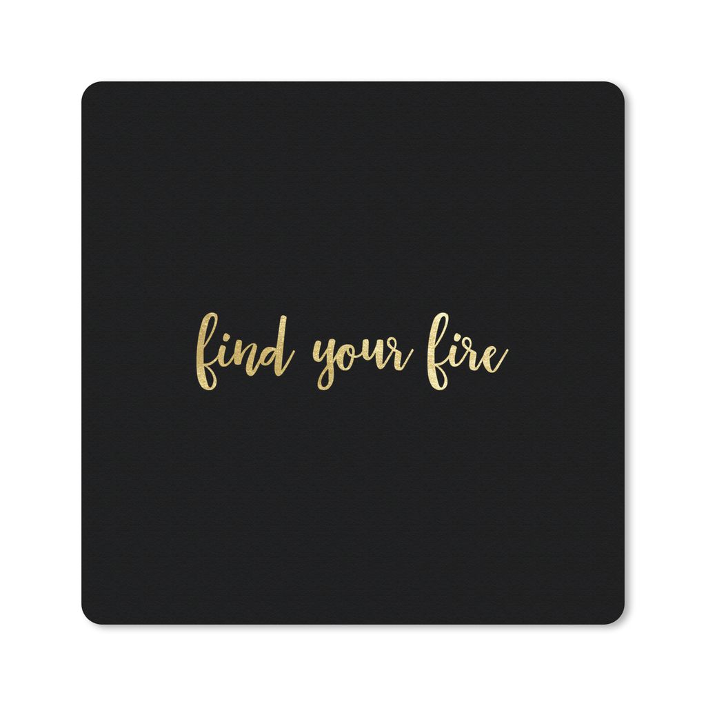 MuchoWow Mauspad Mousepad Zitate - Feuer - Gold - Schwarz 20x20 cm - Mousepads - Maus Mat - Pad - Mausunterlage - Desk Mat - Bureauartikeln
