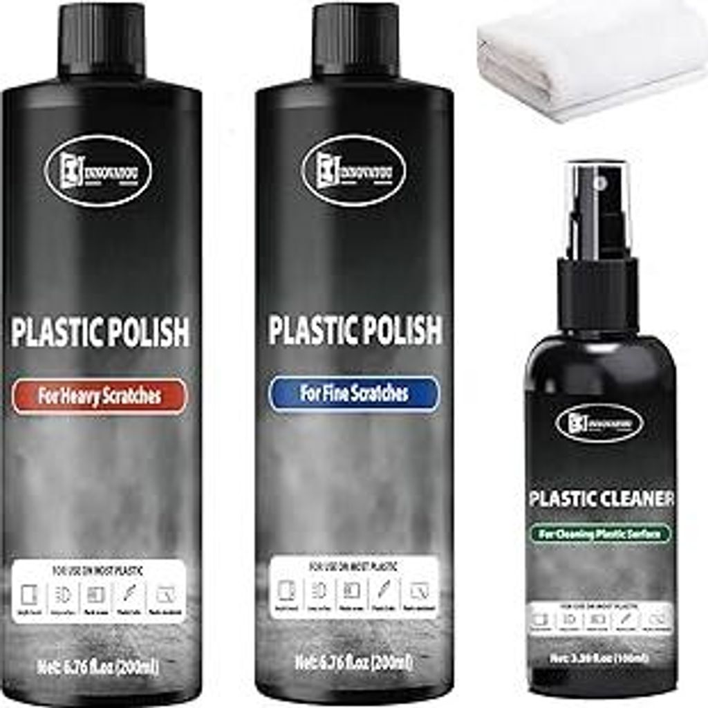 Kunststoff Politur 400g Und Reiniger 100ml, Profi Poliertuch, Autopolitur Kratzer Entfernen Entfernt Kratzer und Schrammen, Ultrafeiner Kratzerentf...
