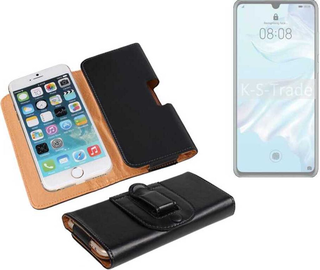 K-S-Trade Schützhülle Handyhülle kompatibel mit Huawei P30 Lite Holster Gürtel Tasche Schutzhülle Handy-Tasche Smartphone Case Seitentasche