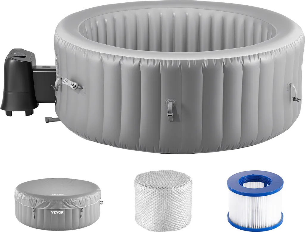 Baignoire Gonflable Ronde 180cm avec Système de Massage et Jets d'Air