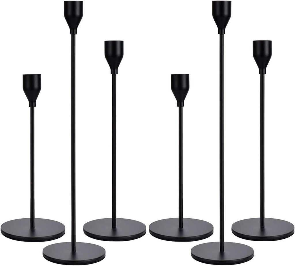 6er-Set Kerzenständer für 3/4 Zoll Dicke Kerzen,Schwarze Kerzenhalter für Candlelight, zueinander passende Höhe, verleihen Ihrem Zuhause eine s...