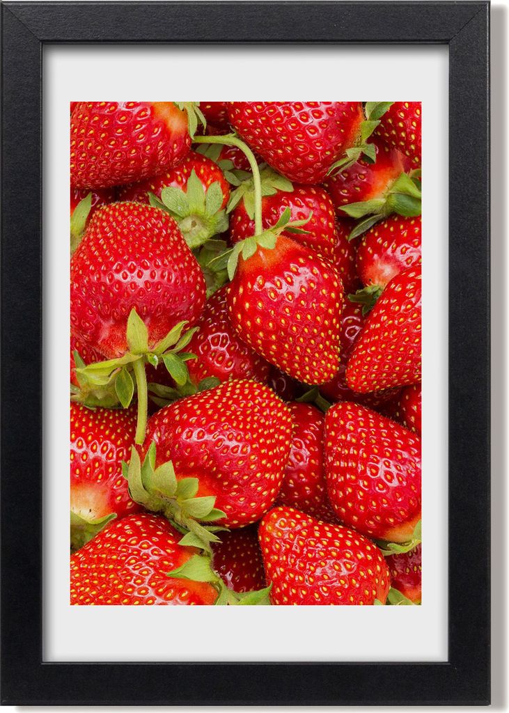 Bild 20x30 MDF-Rahmen, Wandkunst Erdbeeren