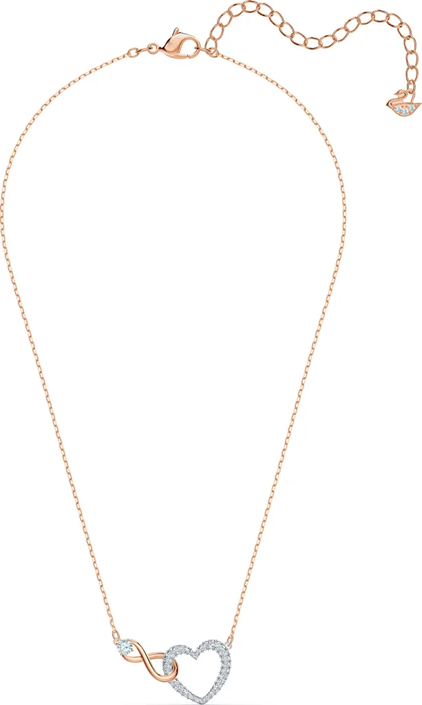 Collier Swarovski Infinity Finition Métal Rhodié et Cristaux Blancs