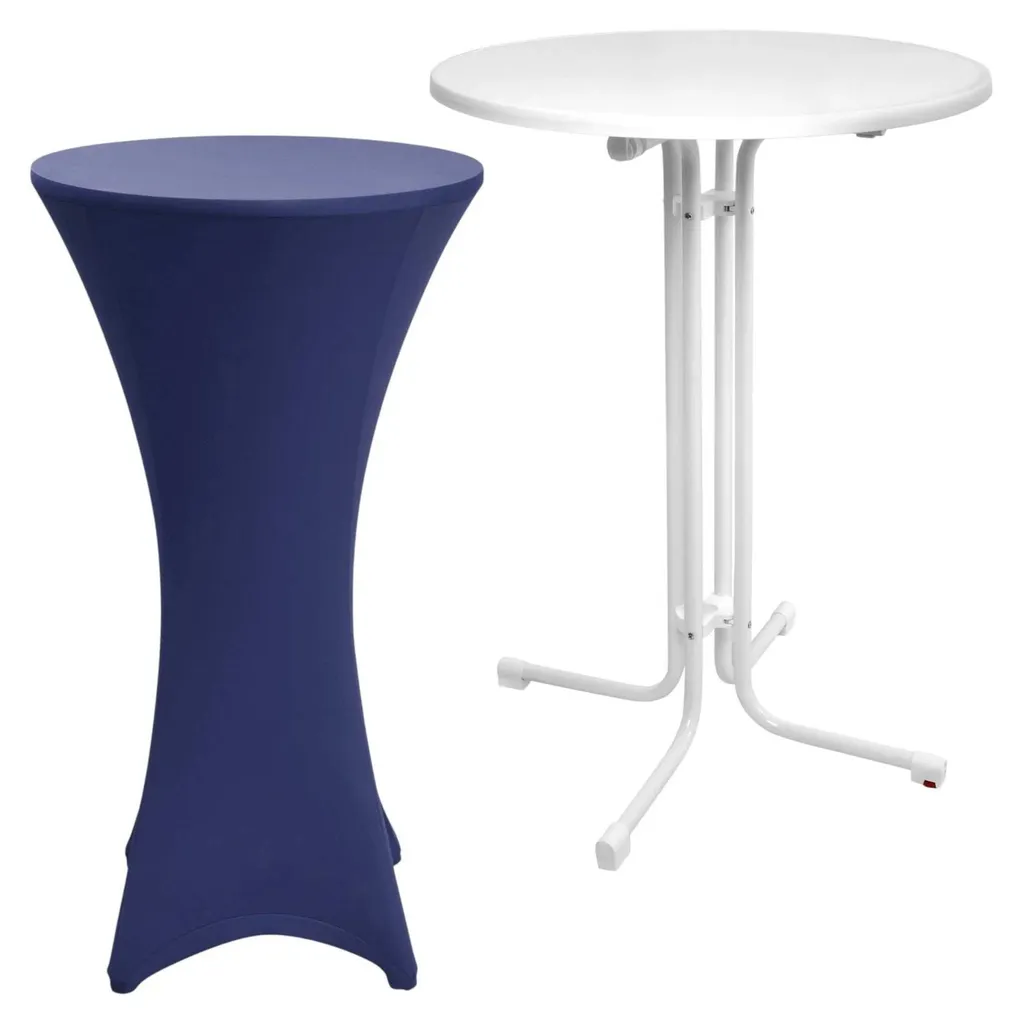Table haute pliante Ø 80 cm Beautissu Sylt bleue : stable et compacte