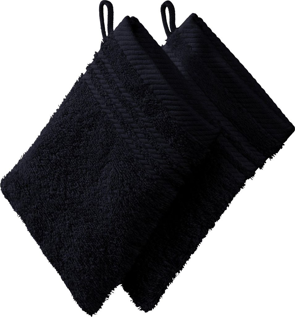 REDBEST Waschhandschuh 2er-Pack schwarz 15x21 cm