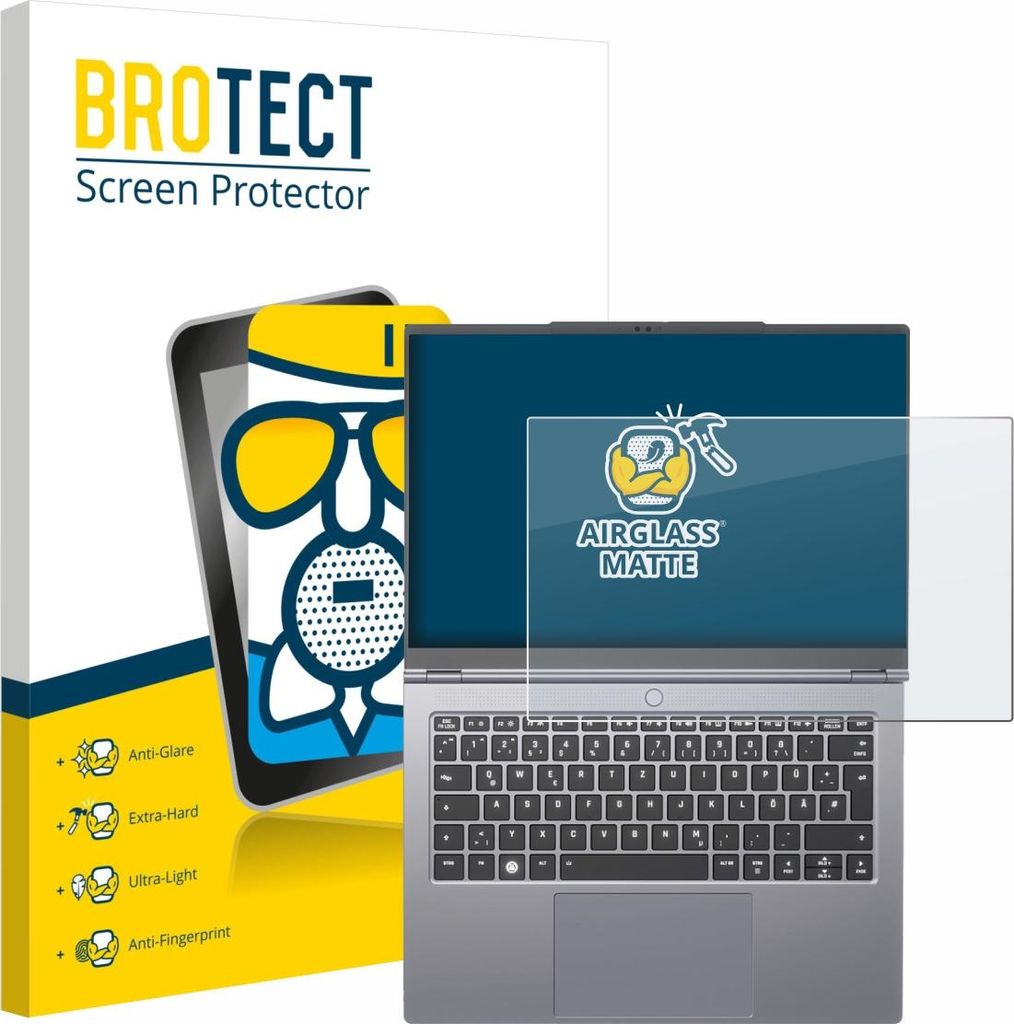 BROTECT Entspiegelungs Schutzglas für Tuxedo InfinityBook Pro 14 Gen 10 Schutzfolie Panzer Folie Glas Display Schutz matt