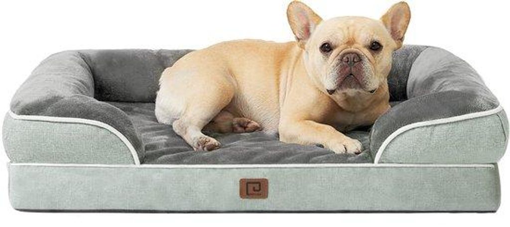 Orthopädisches Hundebett, 76x51x15cm, Wasserdicht, Antirutsch, Graugrün