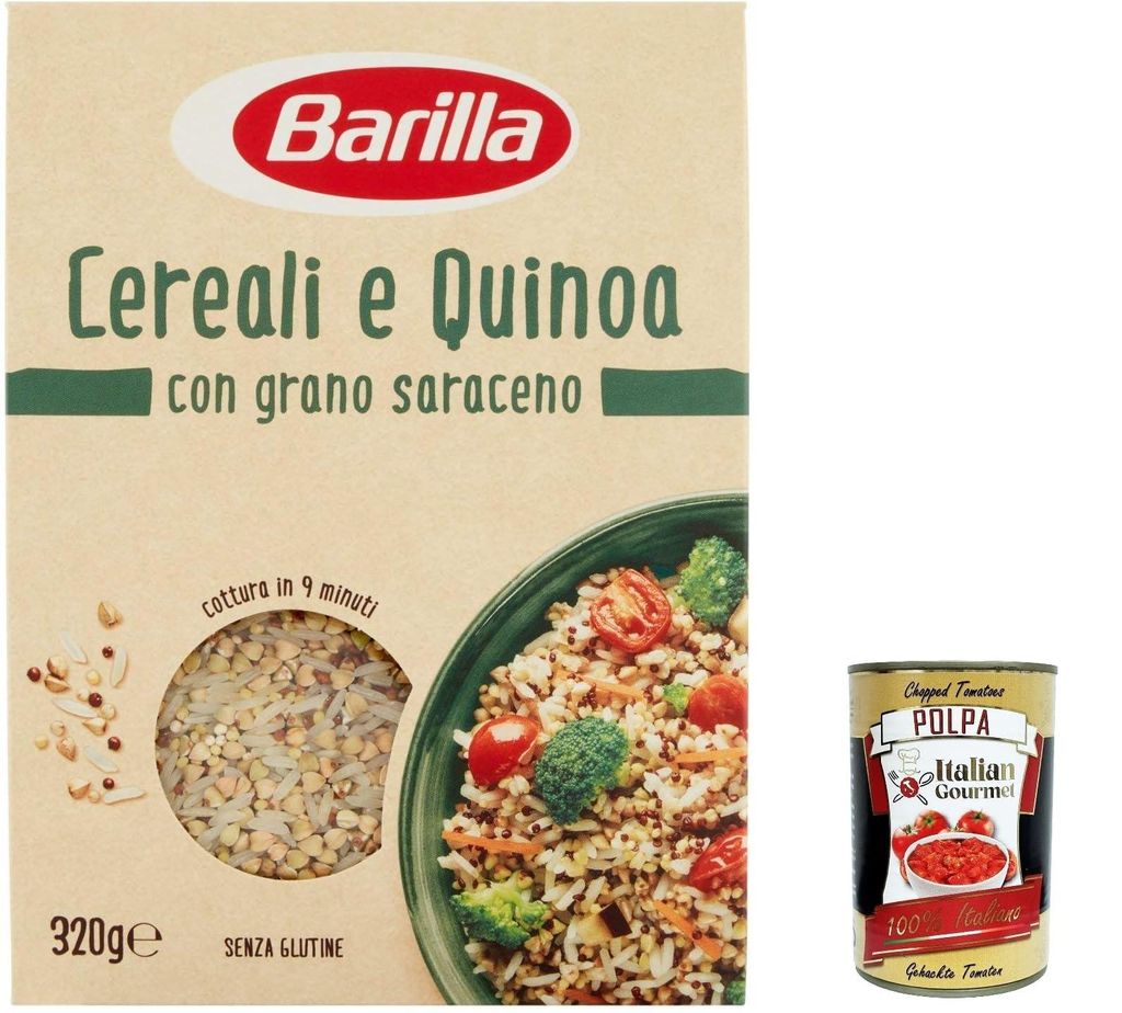 6x Barilla Cereali e Quinoa, senza glutine, gluten free, Mix Müsli und Quinoa, Gluten -frei, 320g + Italian Gourmet polpa 400g
