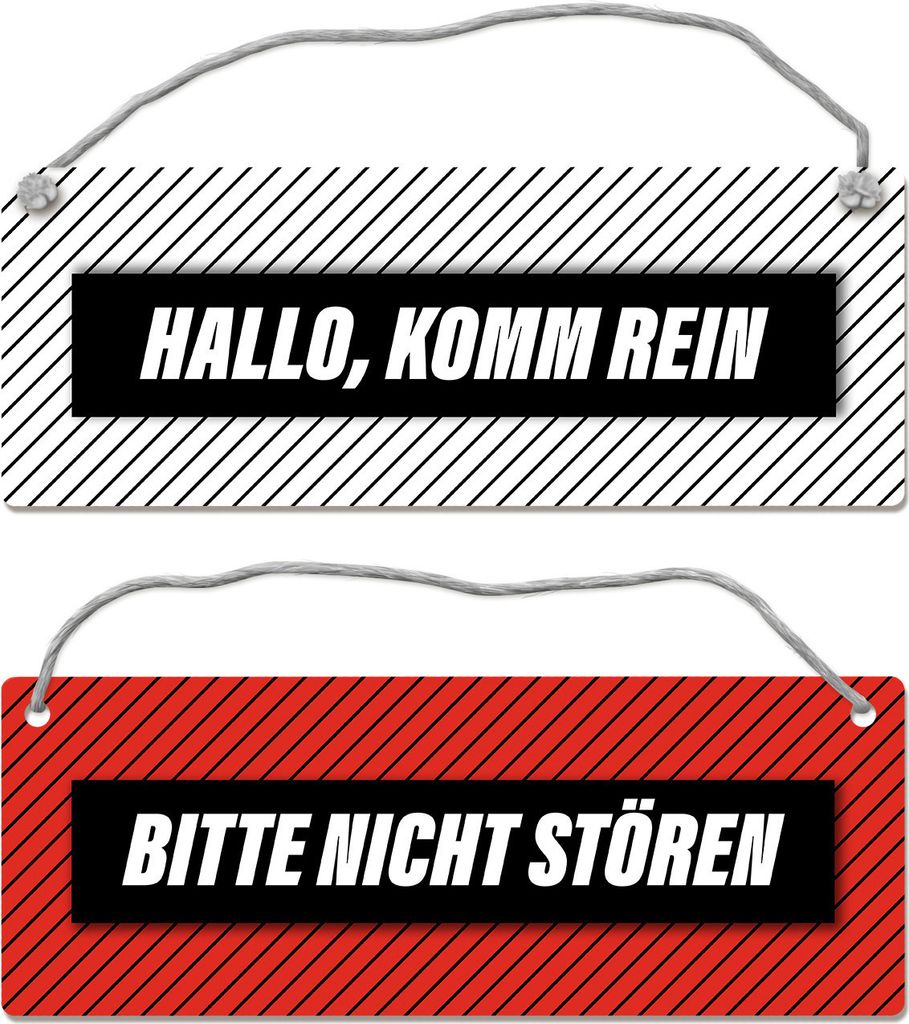 Nicht stören oder komm rein Wendeschild mit Kordel in rot-weiß mit Streifen Büro
