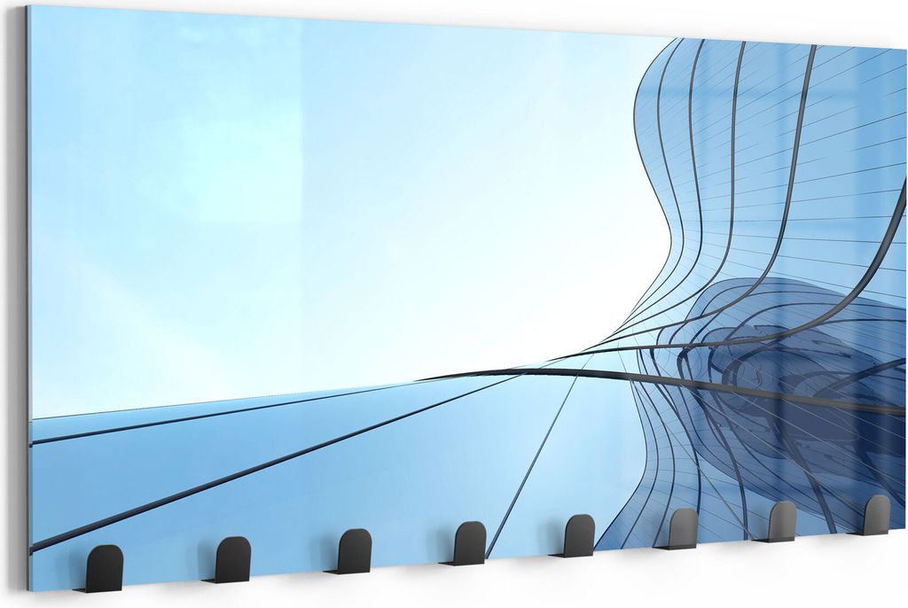 DEQORI Kleiderhaken Glas 60x30 cm 'Spiegelfläche an Gebäude' Wand Garderobe beschreibbar