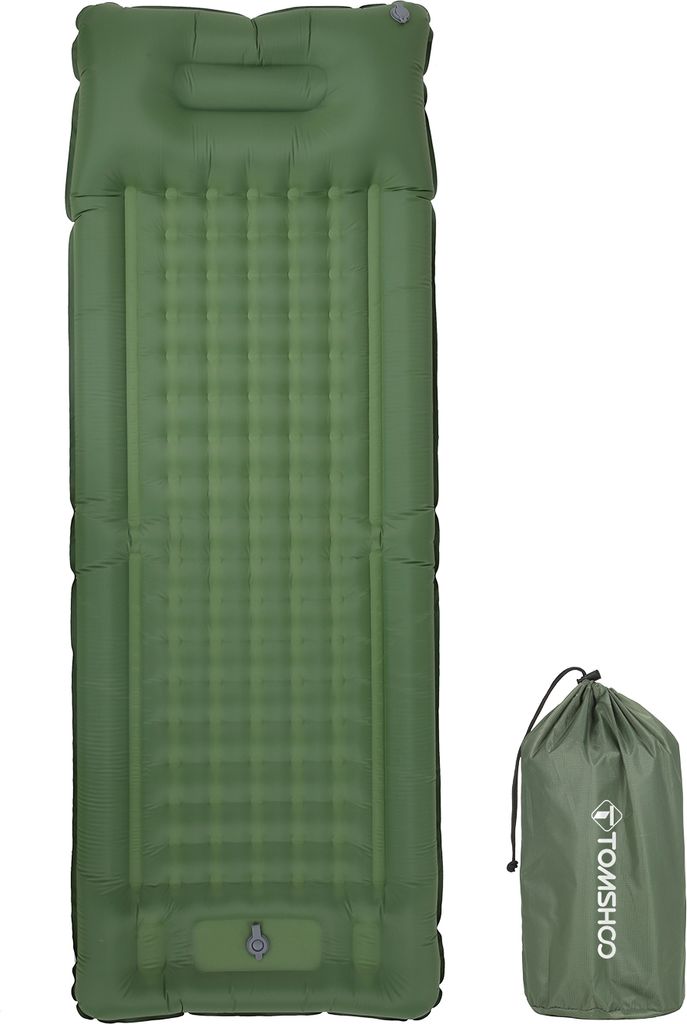 TOMSHOO Aufblasbare Isomatte extra dick 4 Zoll Isomatte Luftmatratze mit eingebauter Pumpe fuer Camping Rucksackreisen Wandern Reisen Zelt